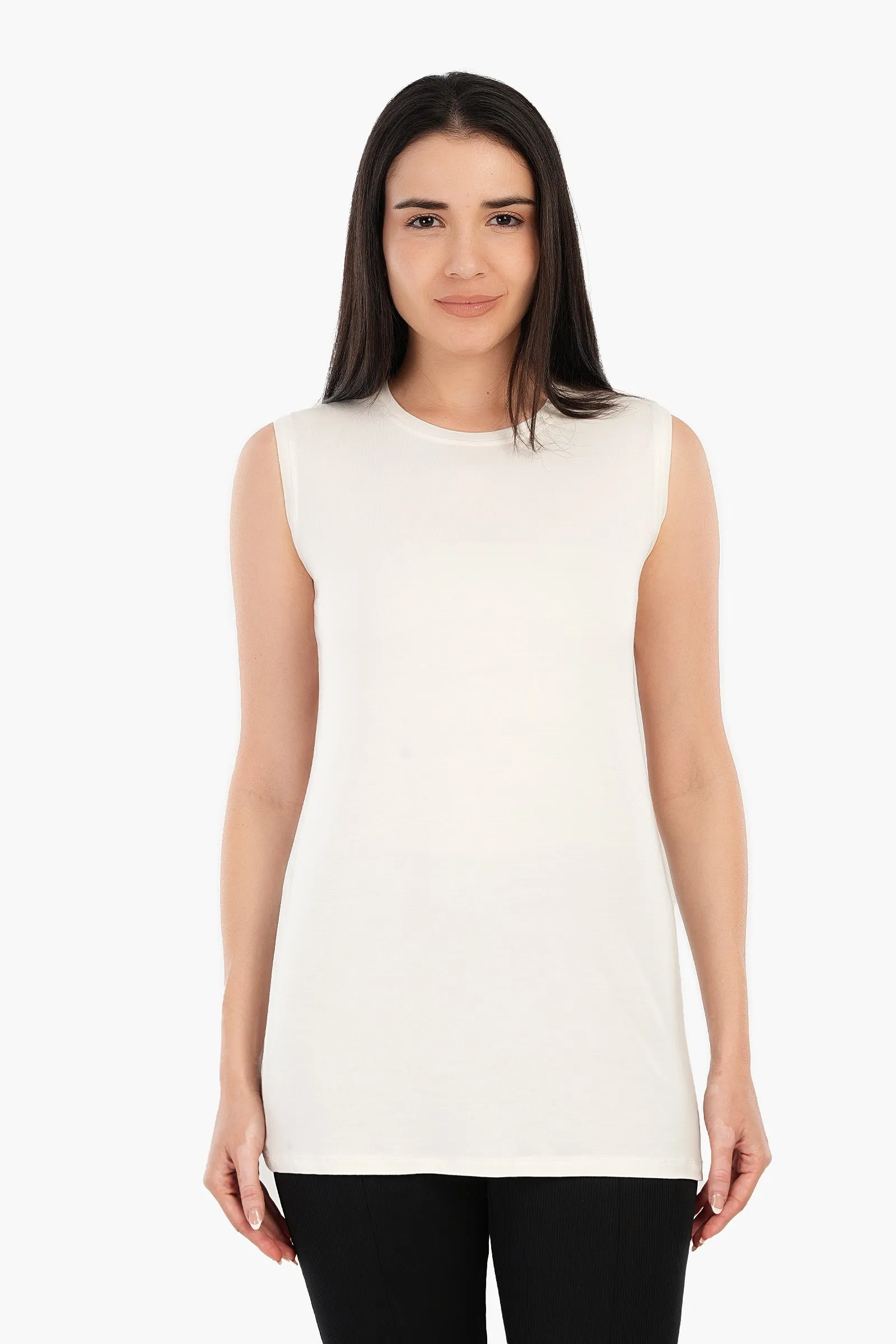 Viscose Sleeveless Long T-Shirt