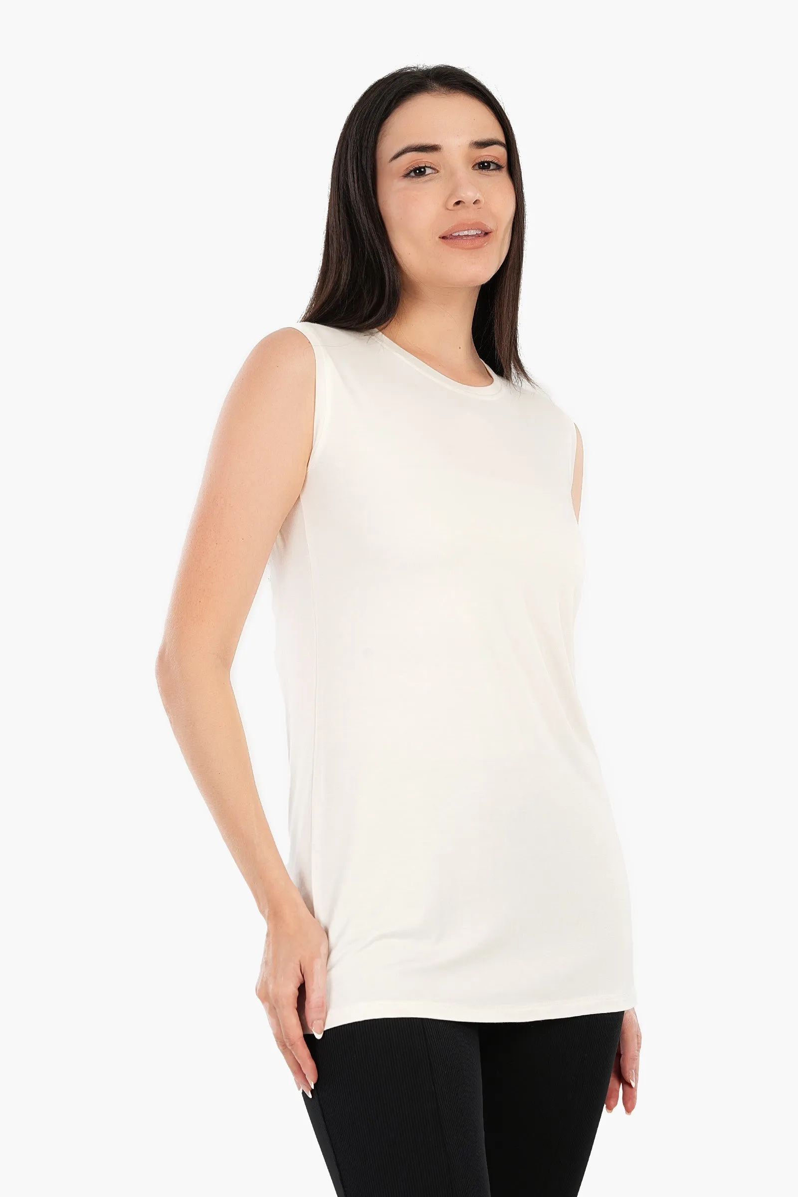 Viscose Sleeveless Long T-Shirt