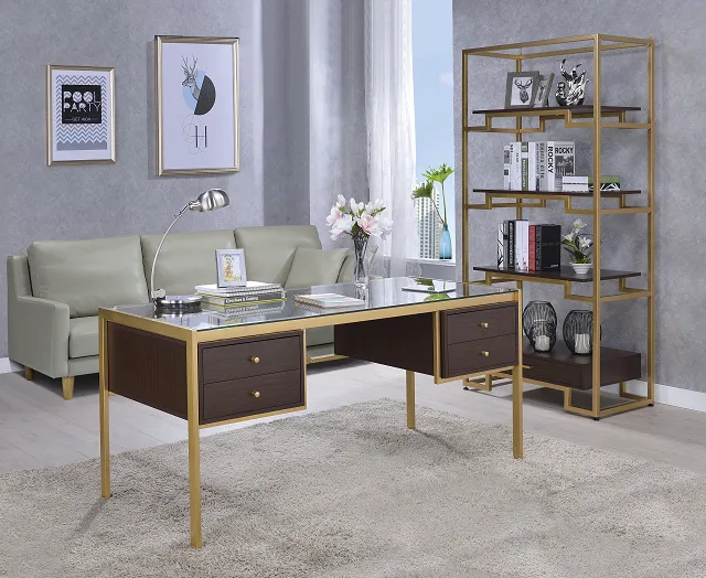 Yumia Gold & Clear Glass Desk